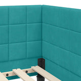 Corner Bed Frame with Headboard Turquoise 90 x 200 cm Velvet 42016436