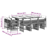 11 Piece Garden Dining Set with Cushions Grey Poly Rattan 3211748