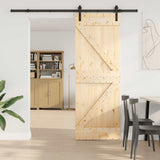 Sliding Door with Hardware Set 70x210 cm Solid Wood Pine 3332610