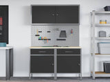 Work Cabinet with Drawer 5 pcs Black Engineered Wood and Steel 3321416