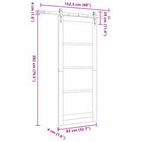 Sliding Door ORKDAL White 83 x 202 cm Solid Pine Wood 3333785