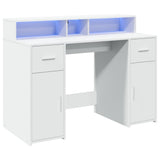 Desk with LED Lights White 120x55x91 cm Engineered Wood 3309411