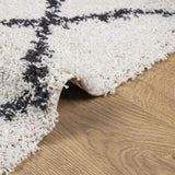 Shaggy Rug PAMPLONA High Pile Modern Cream and Black 160x160 cm 375368