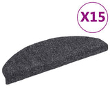 Stair Mats Self-adhesive 15 pcs 65x21x4 cm Dark Grey Half Round Large 132697