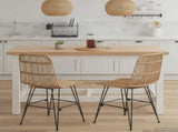 Dinning Chair 2 pcs Natural 41 x 55 x 85 cm Rattan and Steel 42033206