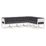 6 Piece Garden Sofa Set with Cushions White Solid Wood Pine 3217026