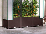 Raised Garden Bed with Trellis, Plastic Planter Box with PE Cover, Drainage Holes, Drain Plugs and T3398P317592