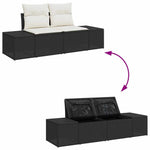 Garden Sofa with Cushion Black 123 x 62 x 69cm Poly Rattan 42006802