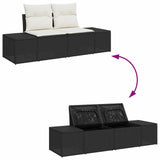 Garden Sofa with Cushion Black 123 x 62 x 69cm Poly Rattan 42006802