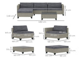 5-Piece Rattan Patio Furniture Set with Corner Sofa, Footstools, Coffee Table, for Poolside, Dark T3398P318600