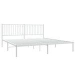 ZNTS Metal Bed Frame without Mattress with Headboard White 180x200cm 350935