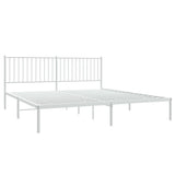 ZNTS Metal Bed Frame without Mattress with Headboard White 180x200cm 350935