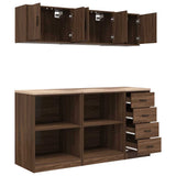 ZNTS Garage Cabinets 6 pcs Brown Oak Engineered Wood 3328356