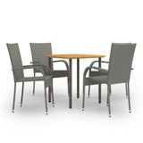 Dining Set Grey Solid acacia wood Medium Stackable 3072486