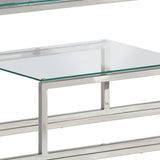 Console Table Silver Stainless Steel and Tempered Glass 350001