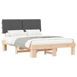 Bed Frame with Upholstered Headboard Dark Grey 135 x 190 cm 877360