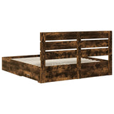 Bed Frame with Drawer Smoked Oak 200 x 200 cm Engineered Wood 3411941