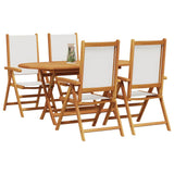 Garden Dining Set Folding 5 pcs Cream White Solid Acacia Wood 3375742