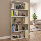 Book Cabinet/Room Divider White and Sonoma Oak 80x24x159 cm Engineered Wood 800104