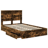 Storage Bed with Drawer Smoked Oak 120 x 200 cm Engineered Wood 3409577