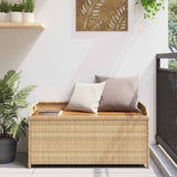 Storage Bench Mix Beige 100x50x52 cm Poly Rattan and Acacia Wood 365951