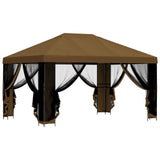 Garden Gazebo with Sidewalls 4 x 3 m Taupe Polyester and Steel 900390