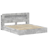 Bed Frame with Storage with Drawer Concrete Grey 200 x 200 cm 3433691