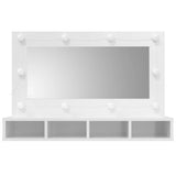 Mirror Cabinet with LED High Gloss White 90x31.5x62 cm 808897
