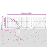 Hexagonal Fence with Post 50 x 0.6 m PVC-Coated Steel Grey Mesh 3353266