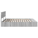 Bed Frame with Shelf Grey Sonoma 200 x 200 cm Engineered Wood 3408338