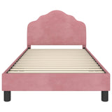 Children's Bed Frame with Headboard Pink 90 x 200 cm Velvet 42010960