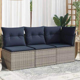 Garden Sofa with Cushion 8 pcs Grey and beige Poly rattan 366165