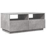 ZNTS Coffee Table with LED Lights Concrete Grey 90x49x40 cm 839836