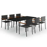 7 Piece Garden Dining Set Black 3099423
