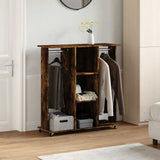 Wardrobe with Wheels Smoked Oak 102x38x110 cm Engineered Wood 848035