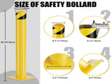 Parking Bollard Post, 36inch Bollards Steel, 4.5 Inch Diameter Bollard Covers, Yellow Powder Coated 94396559