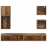 TV Wall Units with LED 5 pcs Old Wood Engineered Wood 3402950