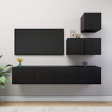 4 Piece TV Cabinet Set Black Engineered Wood 3078840