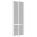 Interior Door 76x201.5 cm White Matt Glass and Aluminium 350580