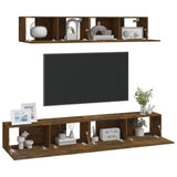 4 Piece TV Cabinet Set Smoked Oak Engineered Wood 3114531
