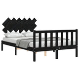 Bed Frame without Mattress Black Double Solid Wood Pine 3193445