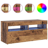 TV Cabinet with LED Lights Old Wood 90x35x40 cm Engineered Wood 856307