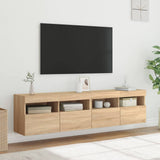 TV Wall Cabinets with LED Lights 2 pcs Sonoma Oak 80x30x40 cm 837202