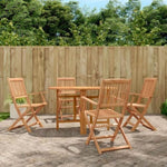 ZNTS 5 Piece Folding Outdoor Dining Set Solid Acacia Wood 44020