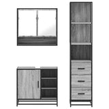 ZNTS 3 Piece Bathroom Furniture Set Grey Sonoma Engineered Wood 3301178