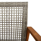 Garden Bench Grey 112 cm Poly Rattan and Acacia Wood 367599