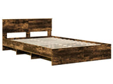 Bed Frame Smoked Oak 137 x 203 cm Engineered Wood 3408862
