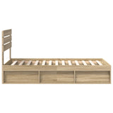 Bed Frame with Headboard Sonoma Oak 90 x 200 cm Solid Pine Wood 3411457