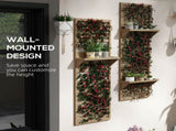 Wall Mounted Plant Stands Set of 2, Fir Wood Flower Stand with Shelves and Slatted Trellis for T3398P322088