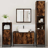 4 Piece Bathroom Furniture Set Smoked Oak Engineered Wood 3301192